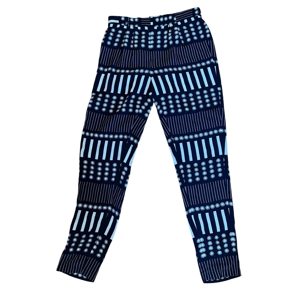 Steven Alan James Pants, Sun Dash Print Silk Navy Blue and White Graphic Size 4 - Picture 1 of 11